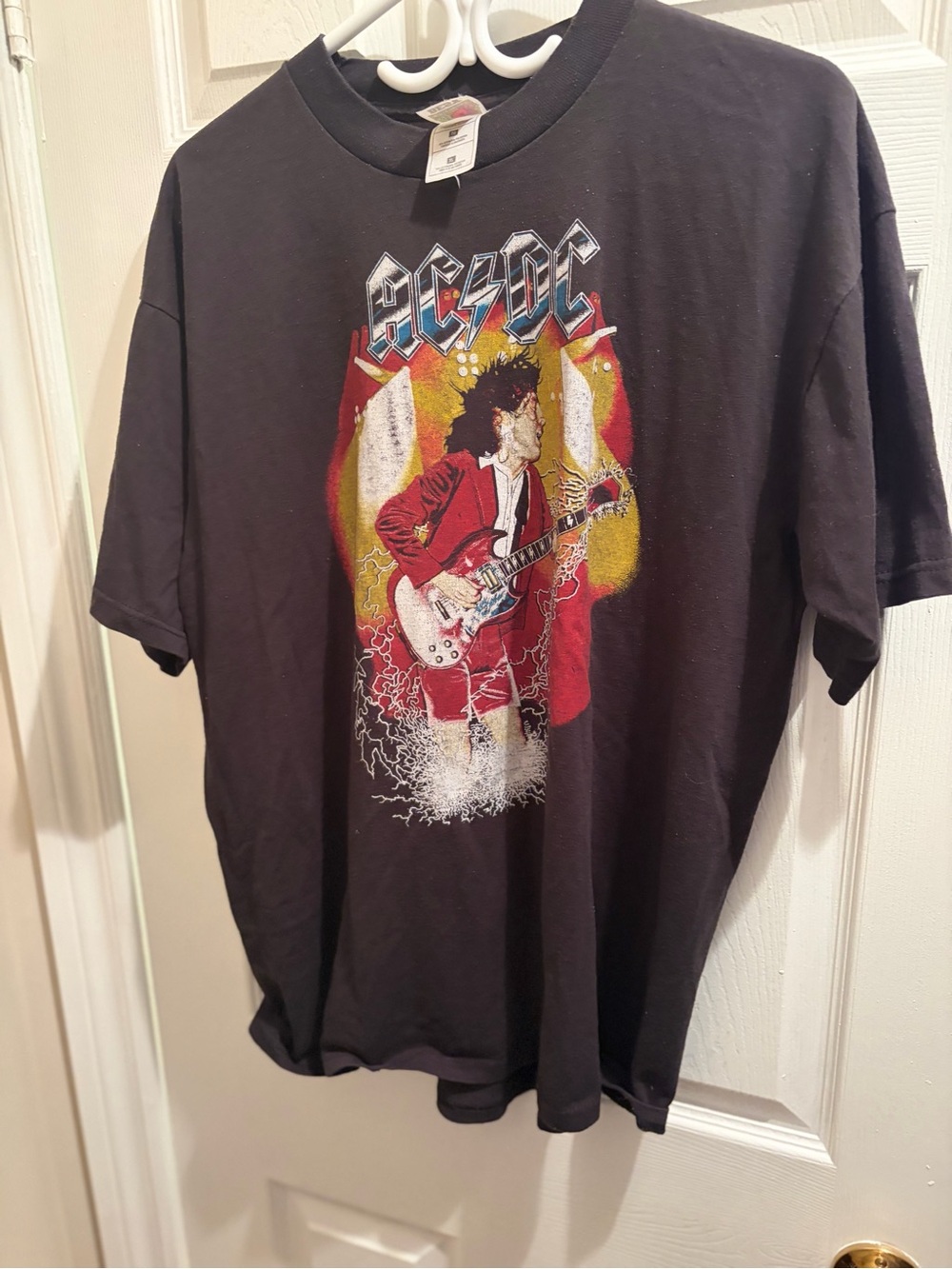 AC/DC Black Tee with Red Guitarist Graphic